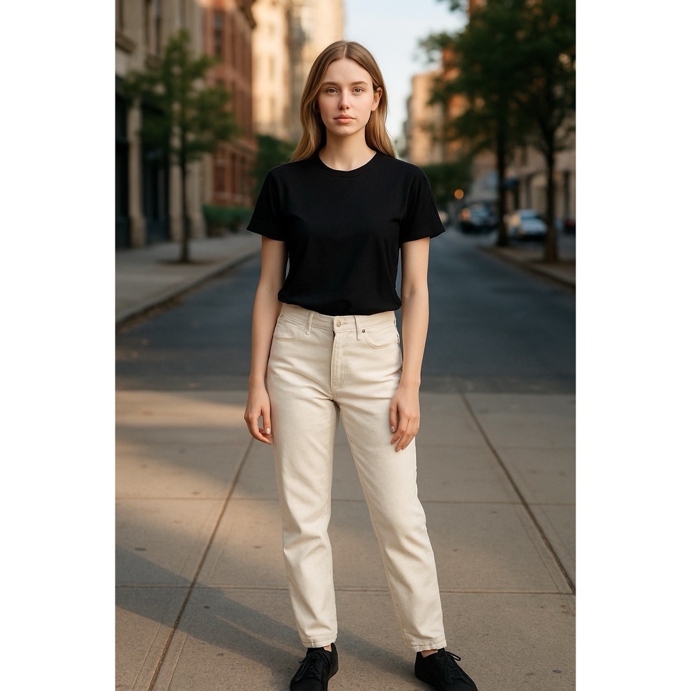 Good American Good Classic Trouser Bone 12/31 Style GOLTH046T 32"x28"‎